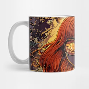 Abstract portrait girl in weird spooky forest Mug